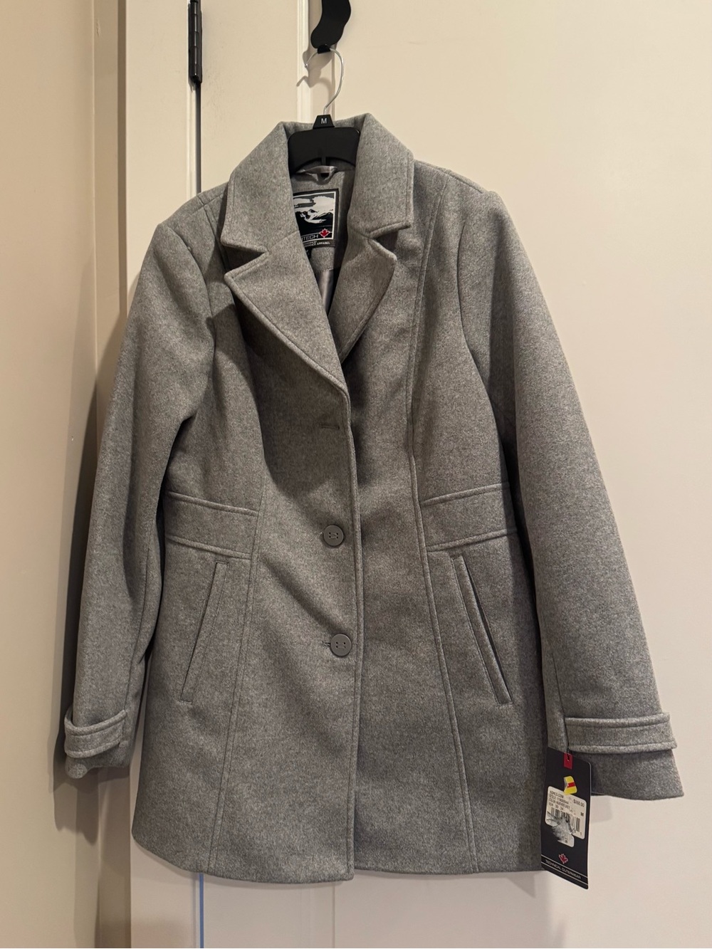 Women's Gray Wool-Blend Pea Coat - Halitech